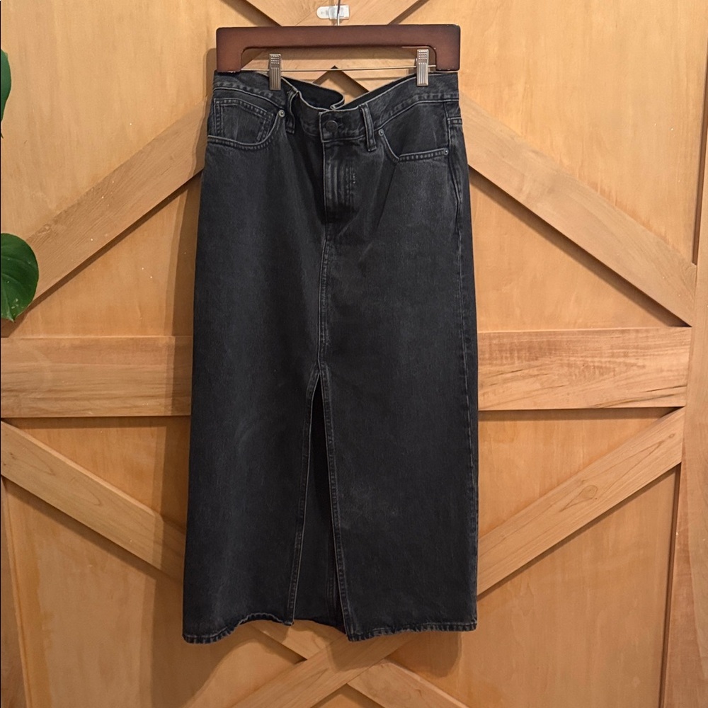 Madewell Black Denim Midi Skirt